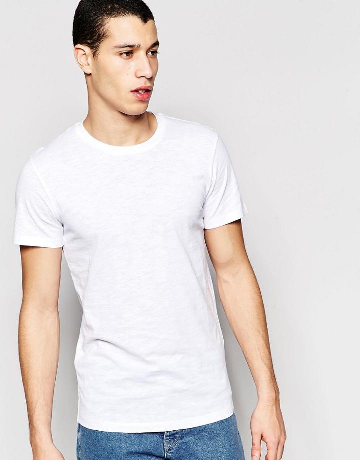 Selected Homme Longline Short Sleeve Crew Neck T-shirt - White