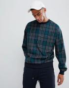 Asos Design Two-piece Oversized Sweatshirt In Plaid Check - Navy