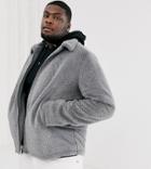 Asos Design Plus Faux Fur Jacket In Gray