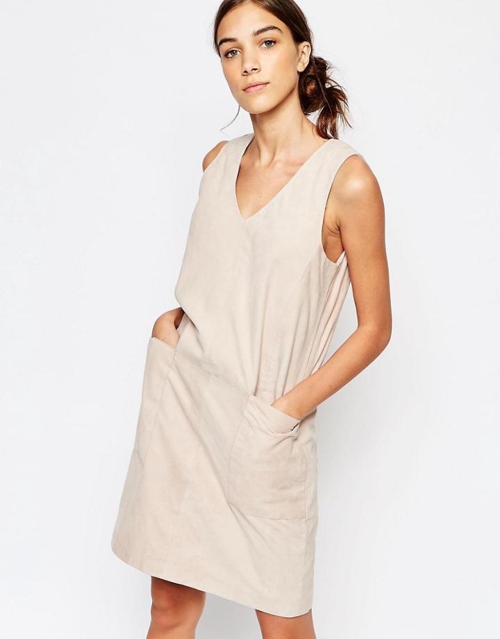 Selected Sara Sl Suede Shift Dress - Pink