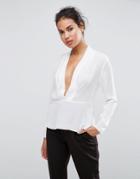 Asos Waisted Plunge Top - White