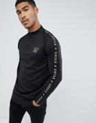 Siksilk Sweatshirt In Black With Gold Side Stripe - Black