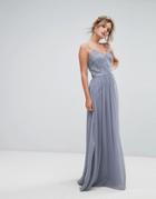 Chi Chi London Cami Strap Maxi Dress With Premium Lace-gray