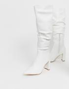 Public Desire Mine White Slouch Knee Boots - White