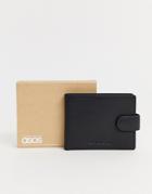 Asos Design Leather Wallet With Contrast Tan Internal - Black