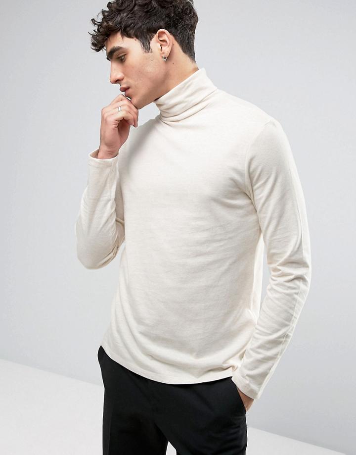 Kiomi Long Sleeve T-shirt With Roll Neck - White