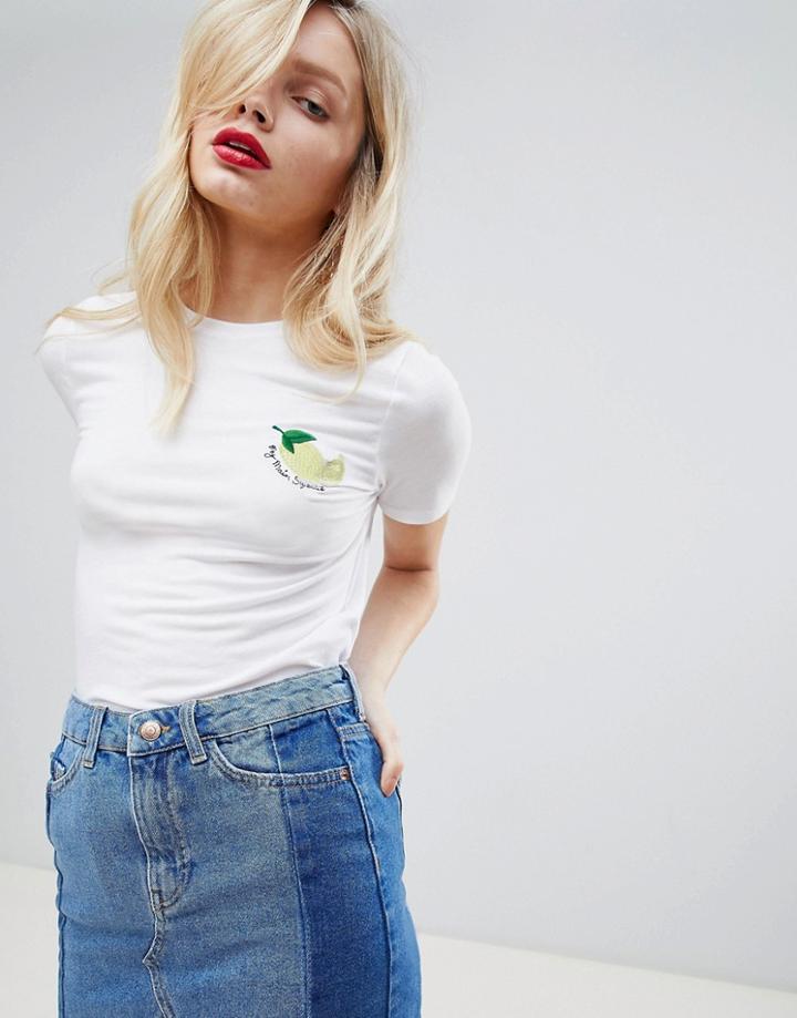 New Look Main Squeeze Lemon Tee - White