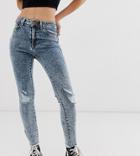 New Look Petite Ripped Jeans In Acid Blue - Blue