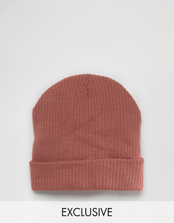 Reclaimed Vintage Oversized Beanie In Dusty Pink - Pink