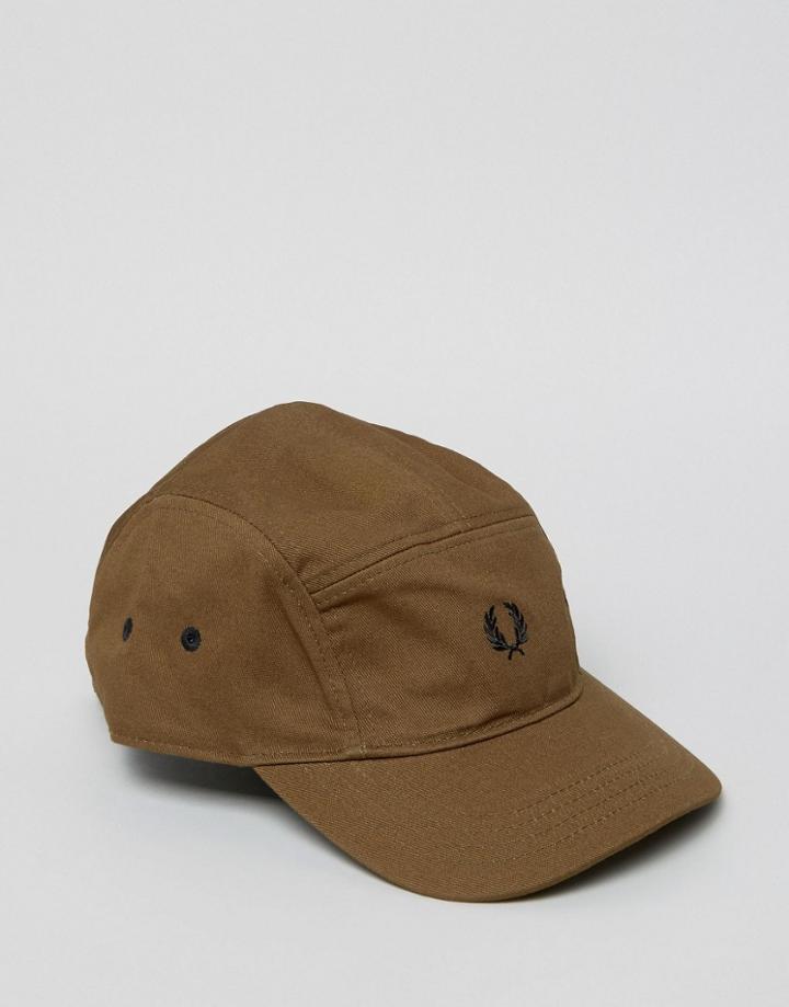 Fred Perry Cotton Logo 5 Panel Cap In Green - Green