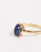 Asos Design Pinky Ring With Semi Precious Blue Lapis Stone In Gold Tone