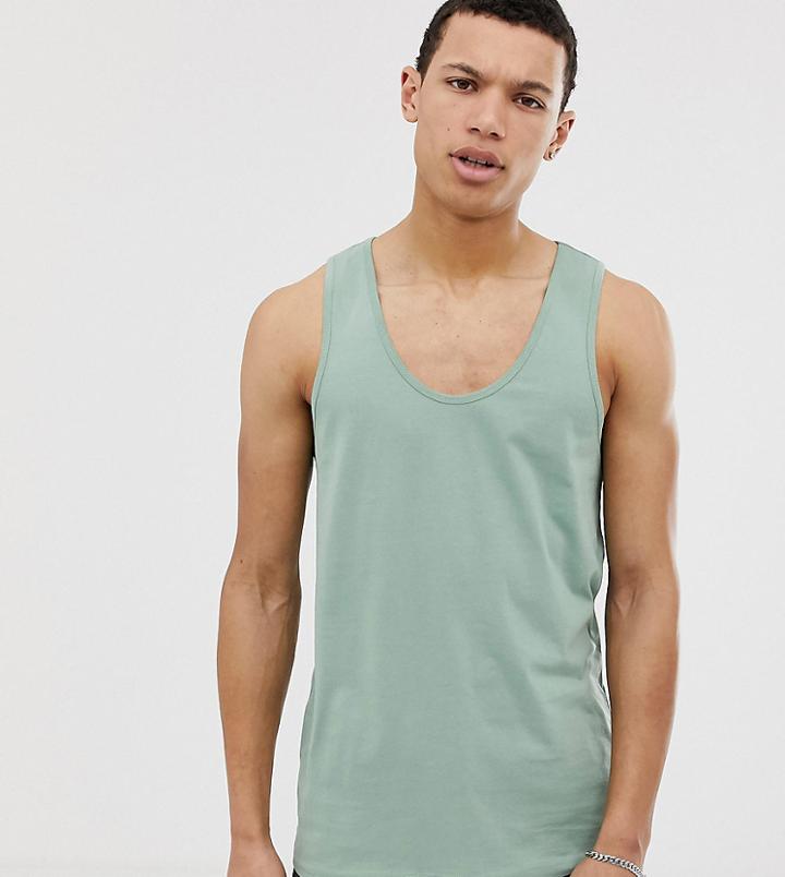 Asos Design Tall Organic Tank In Green