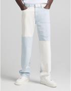 Bershka 90s Fit Spliced Jeans In Multi-blues