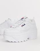 Fila Disruptor Ii Platform Wedge Sneakers In White - White