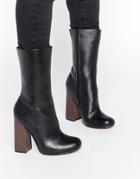 Truffle Collection Nia Calf Heeled Ankle Boots - Black Pu