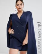 Lavish Alice Plus Split Back Cape Dress - Navy