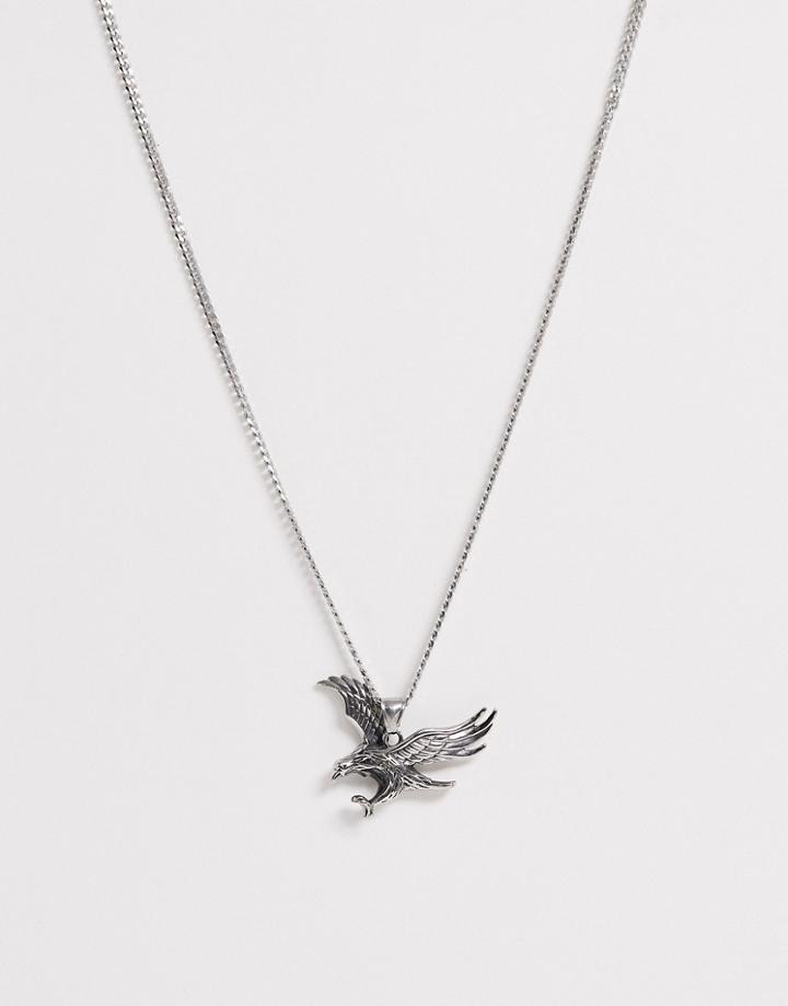 Seven London Eagle Pendant With Curb Chain In Silver
