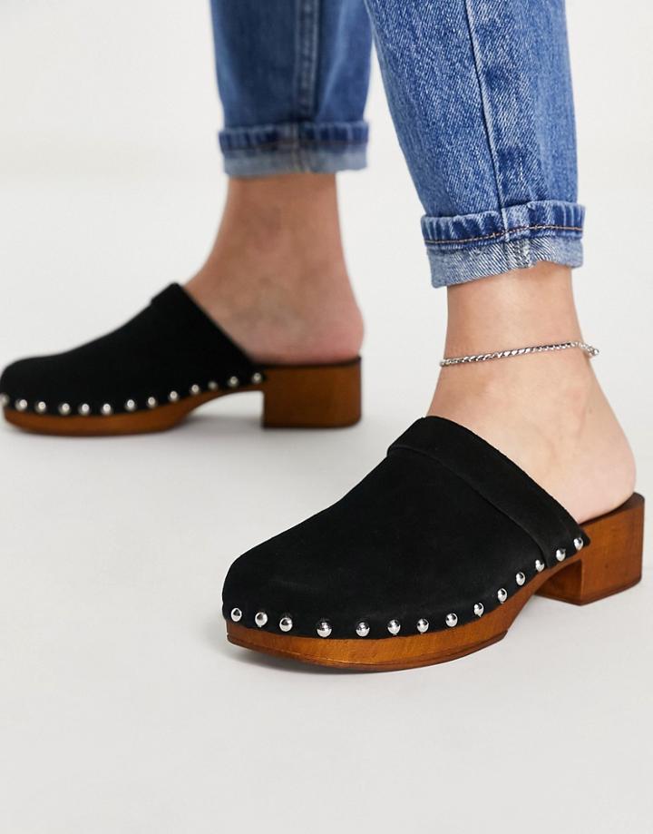 Asos Design Moon Suede Clog Mules In Black