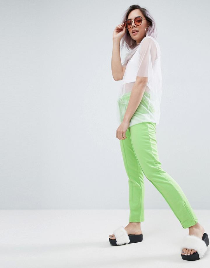 Asos Marl Track Pants With Zip Sides - Green