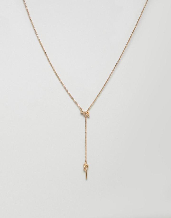 Nylon Double Pendant Necklace - Gold
