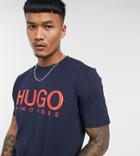 Hugo Dolive204 Large Contrast Logo T-shirt In Navy Exclusive At Asos