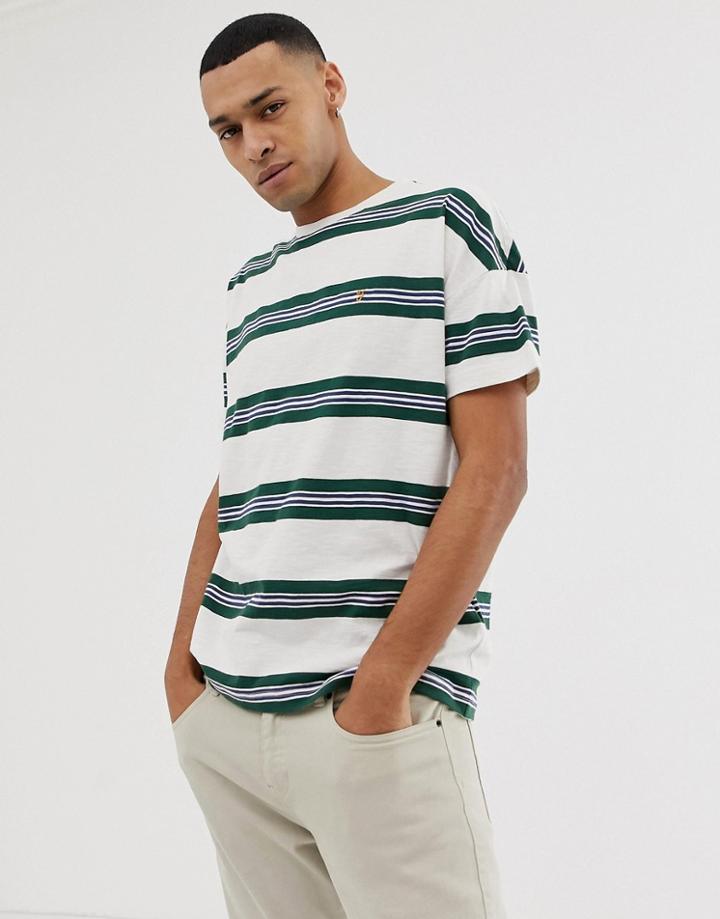Farah Elkin Over Sized Stripe T-shirt In White - White