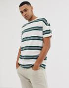 Farah Elkin Over Sized Stripe T-shirt In White - White