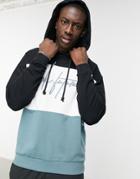 Asos Dark Future Oversized Hoodie In Cut And Sew Block Stripe With Embroidery-grey