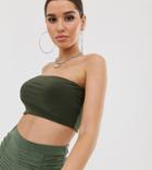 Fashionkilla Bandeau Boob Tube In Khaki-green