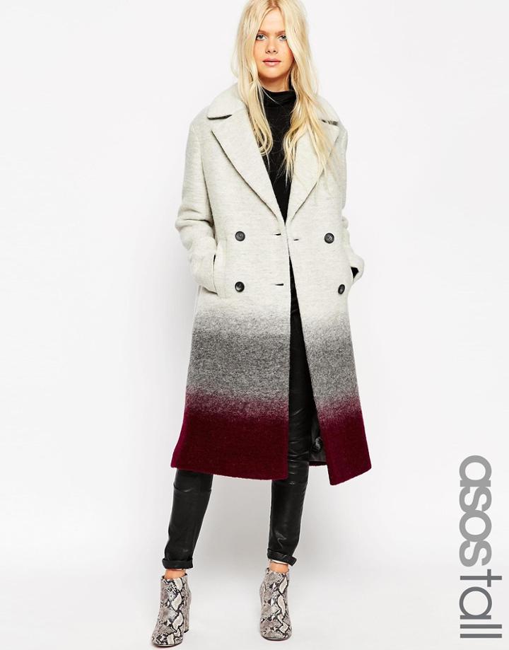 Asos Tall Coat In Oversized Fit In Ombre - Ombre