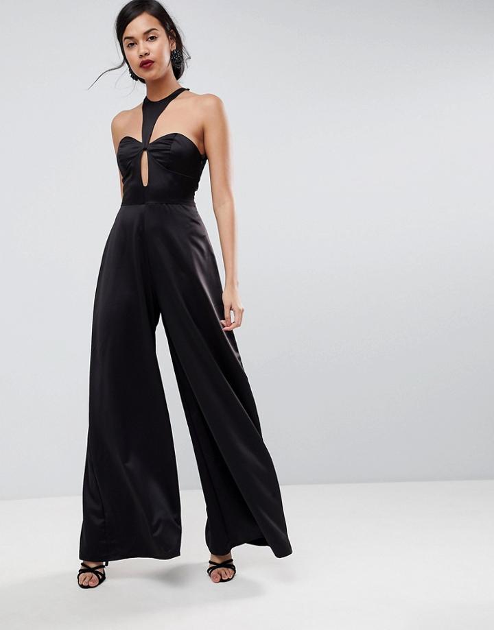 Asos Jumpsuit With Knot Front And Cowl Back - Black