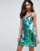 Naanaa Cami Dress With All Over Large Sequins - Blue