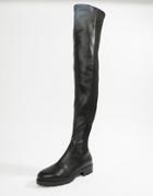 Asos Design Krista Chunky Flat Over The Knee Boots - Black