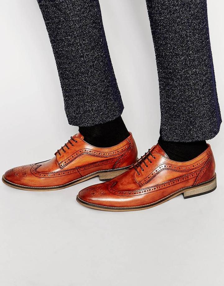 Base London Durham Leather Derby Brogues - Tan