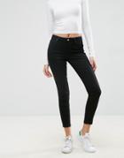 Asos Lisbon Skinny Mid Rise Jeans In Clean Black In Ankle Grazer Length - Black