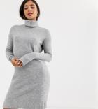 Vero Moda Tall Knitted Roll Neck Dress In Gray