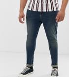 Asos Design Plus Super Skinny Jeans In Vintage Dark Wash - Blue