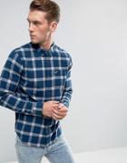 Hollister Poplin Shirt Widowpane Check Slim Fit In Navy - Navy