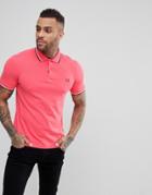 Fred Perry Slim Fit Twin Tipped Polo Shirt In Coral - Pink