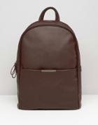 Asos Backpack In Burgundy Faux Leather - Red