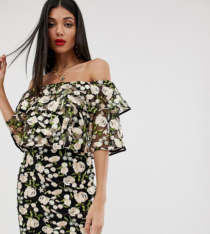 Dolly & Delicious Tall Allover Embroidered Layered Mini Dress-multi