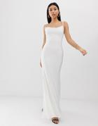 Club L London Slinky Cowl Front Maxi Dress In White - White
