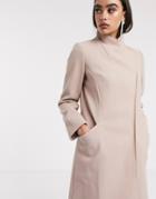 Asos Design Smart Coat With Wrap Front Detail In Pink