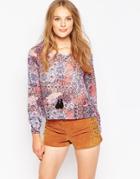 Influence Pailsey Long Sleeve Tassel Top - Multi