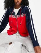 Tommy Hilfiger Sport Color Block Zip Up Hoodie In Navy