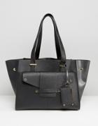 Dune Winged Structured Tote With Stud Detail - Black