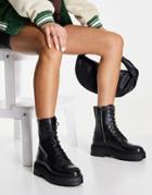 & Other Stories Leather Lace Up Chunky Sole Boots In Black