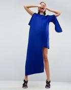 Asos White Asymmetric Cape Mini Dress-blue