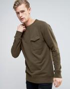 Another Influence Woven Pocket Sweat Sweater - Green
