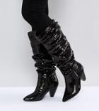 Asos Cadet Wide Fit Slouch Knee Boot - Black